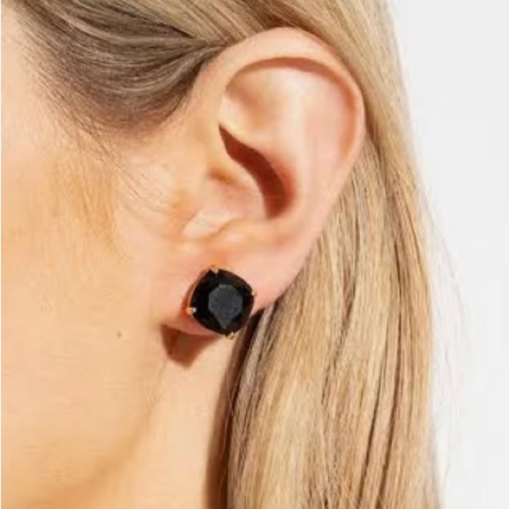 Kate Spade Square Stud Earrings - Black w/gold